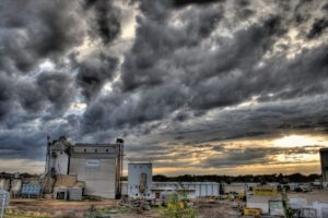 storm over buildings